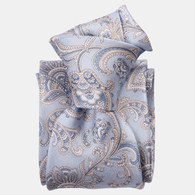 Handmade Sky Blue Floral Italian Silk Tie