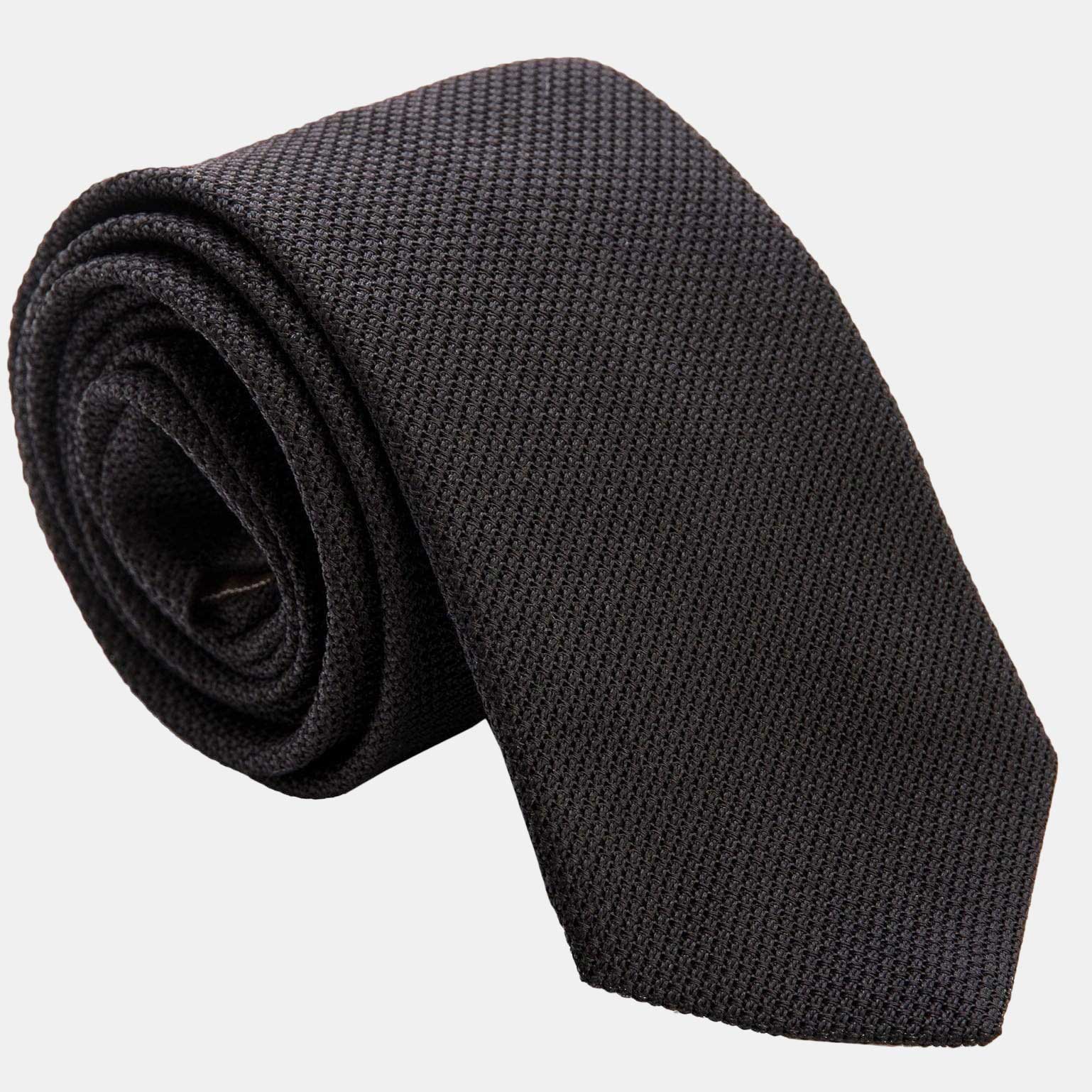 Mens Black Silk Grenadine Tie - Garza Fina