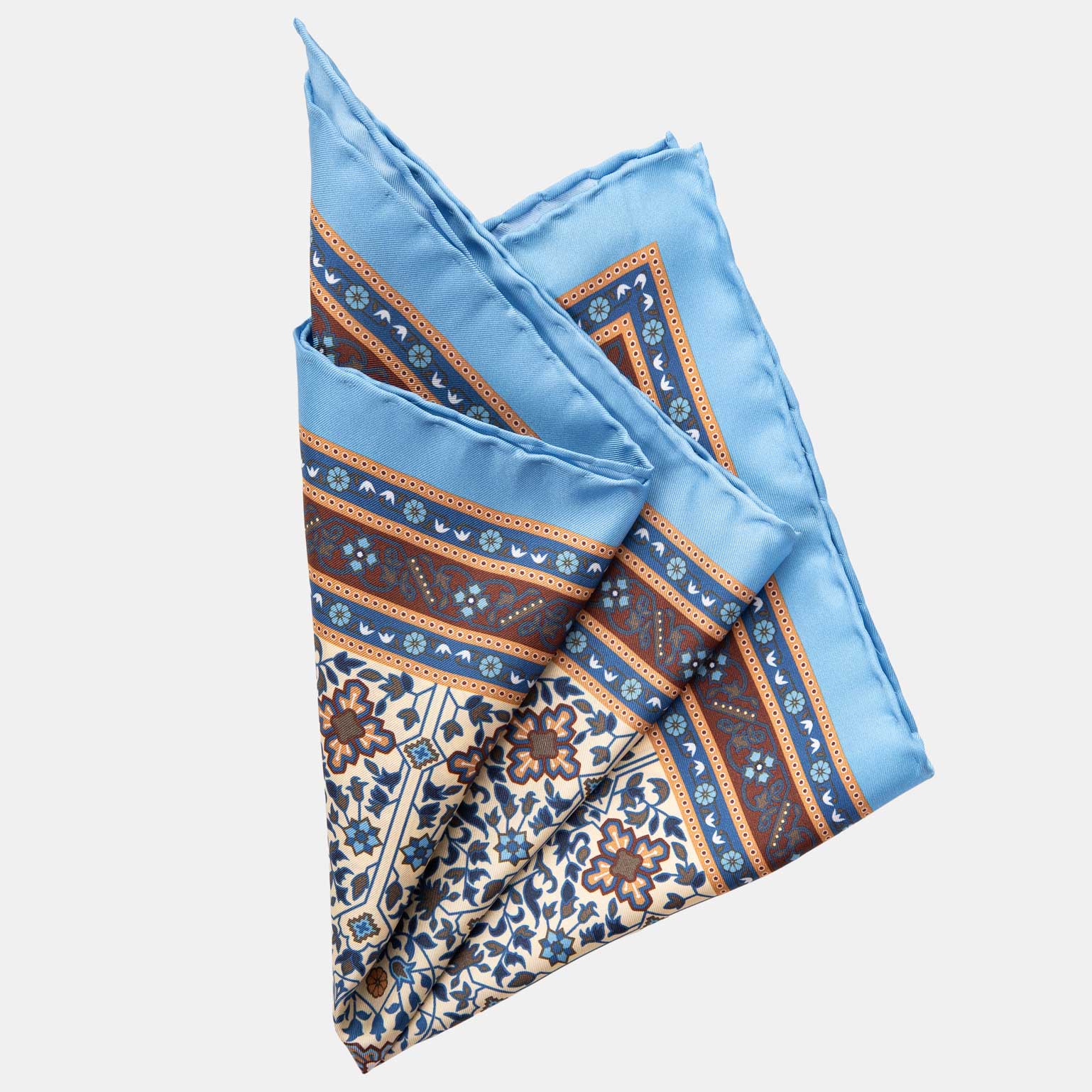 100% Cotton Handkerchief: Paisley, Sky Blue