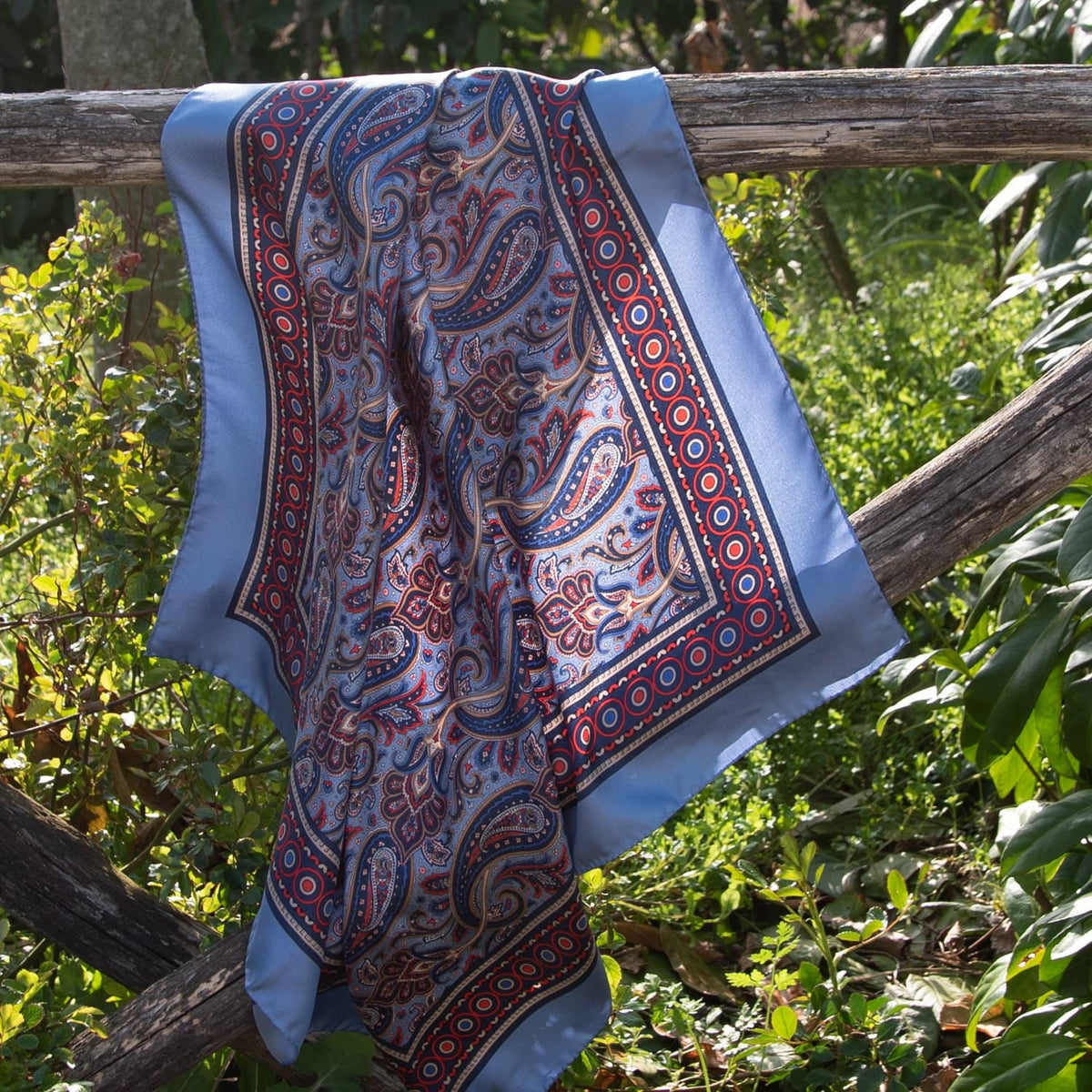 mens blue silk paisley scarf