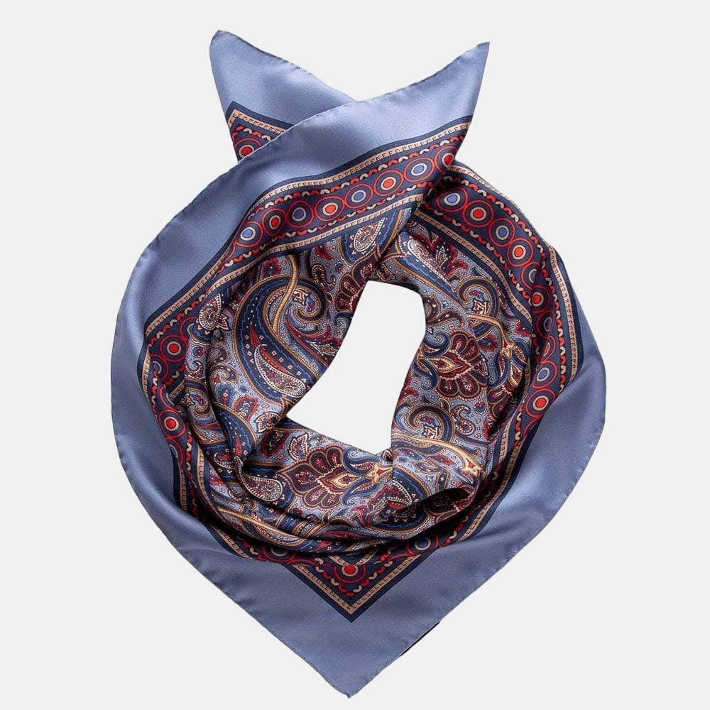 Blue Paisley Silk Scarf - Neckerchief - Made in Italy