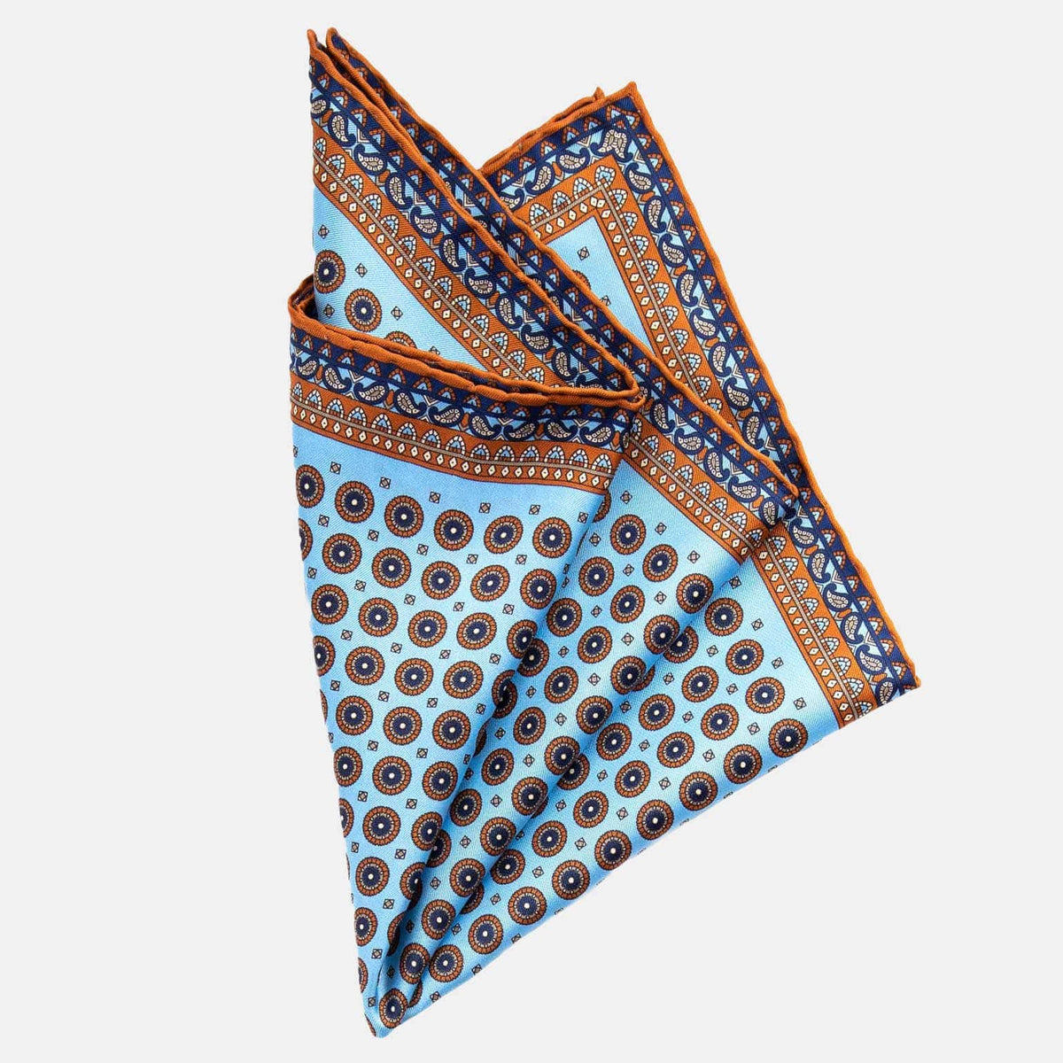 Suit Pocket Square - Hand Rolled Blue Silk
