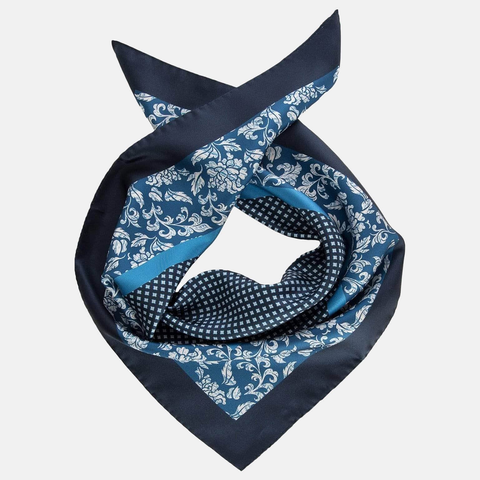 Mens Silk Neckerchief - Blue - 100% Made in Italy