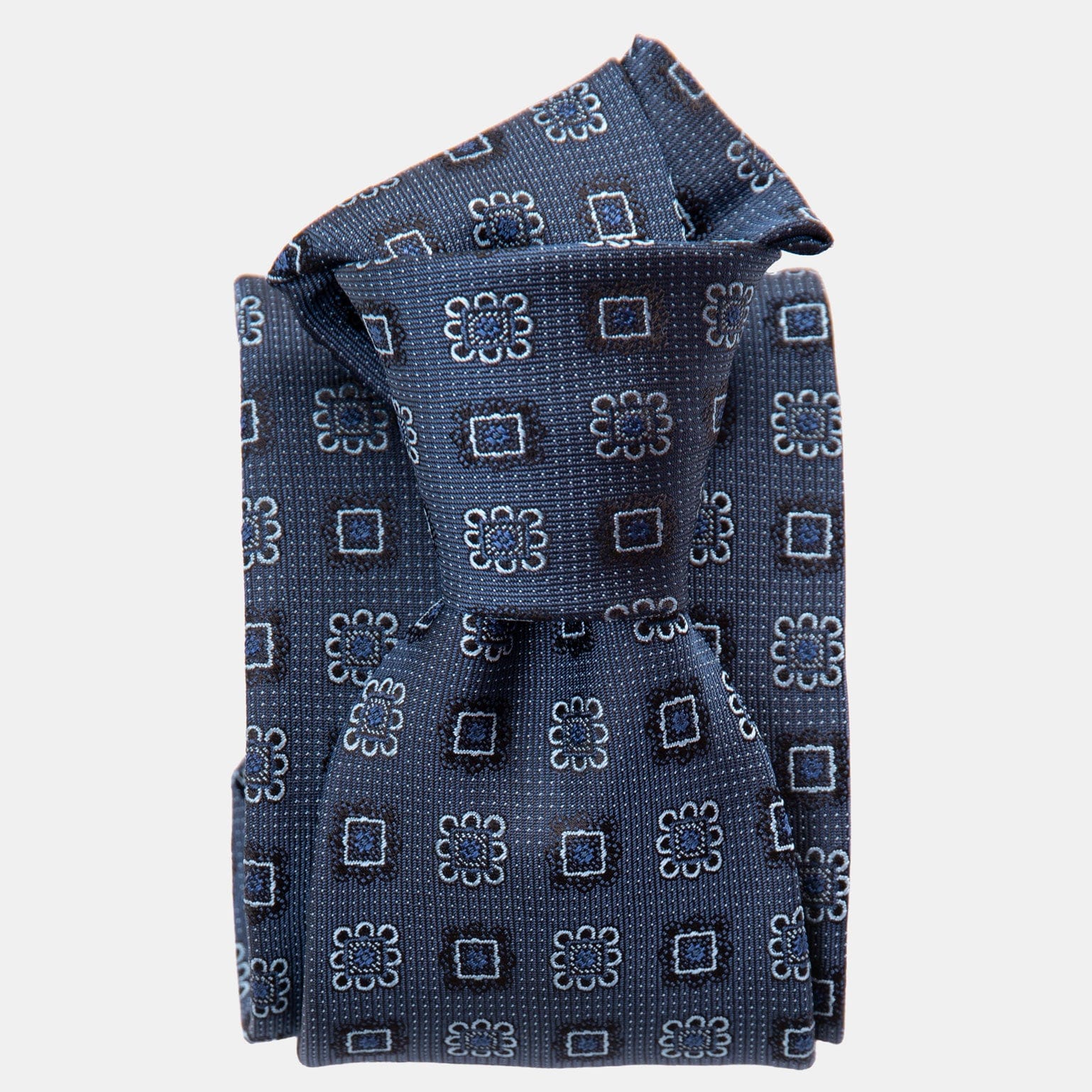 Blue Silk Jacquard Tie - Handmade in Como italy