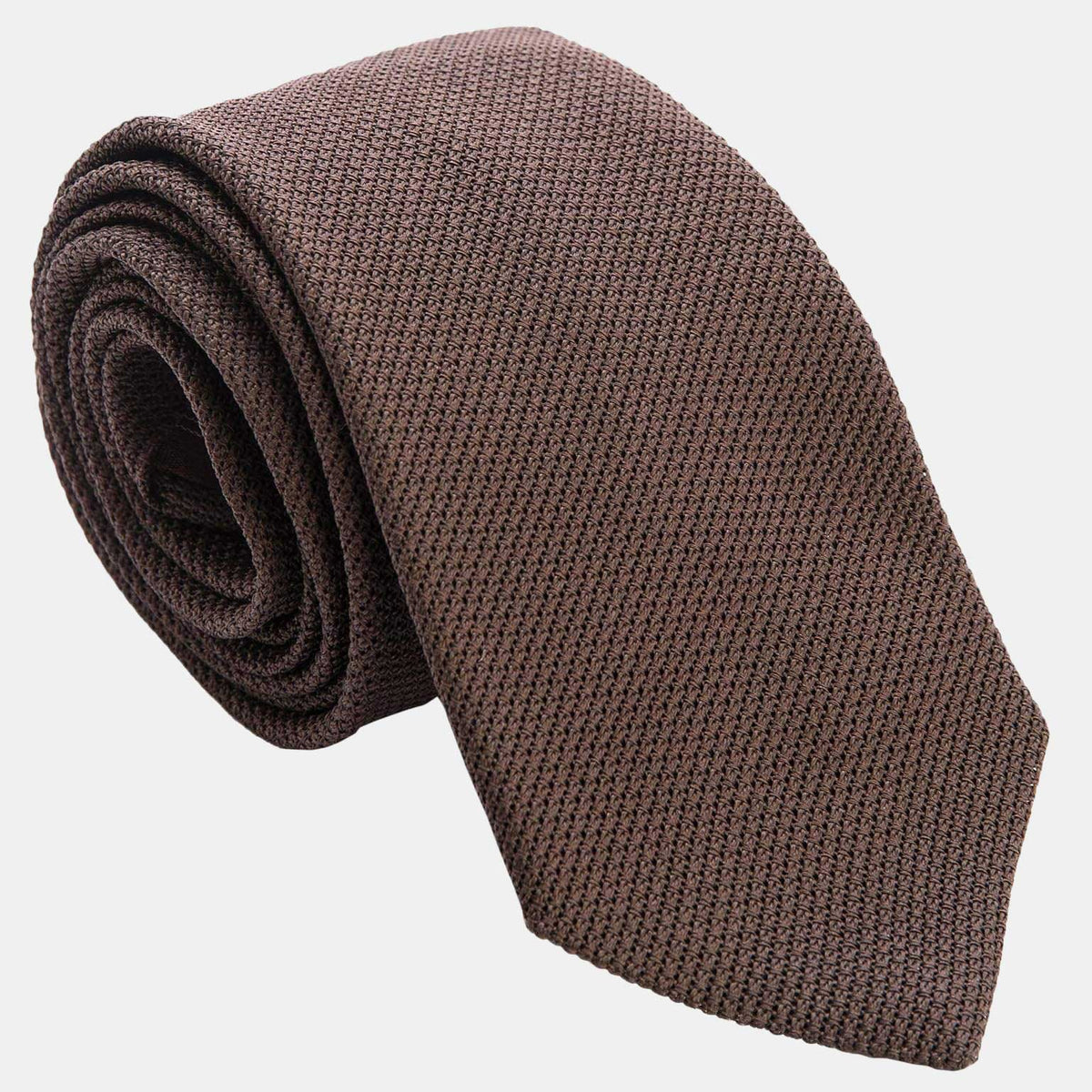 solid brown silk tie from Como Italy
