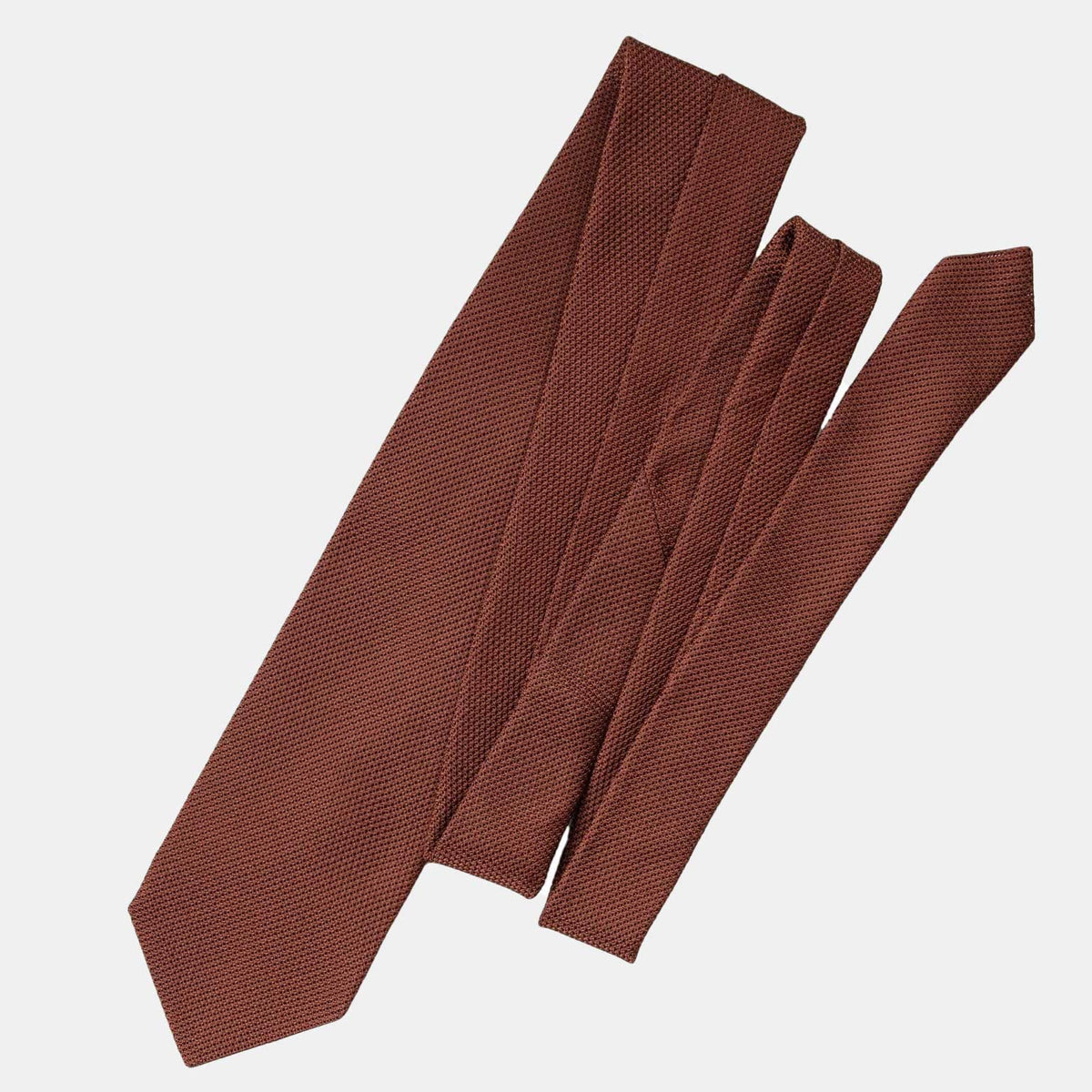 Men&#39;s luxury grenadine silk tie in terracotta