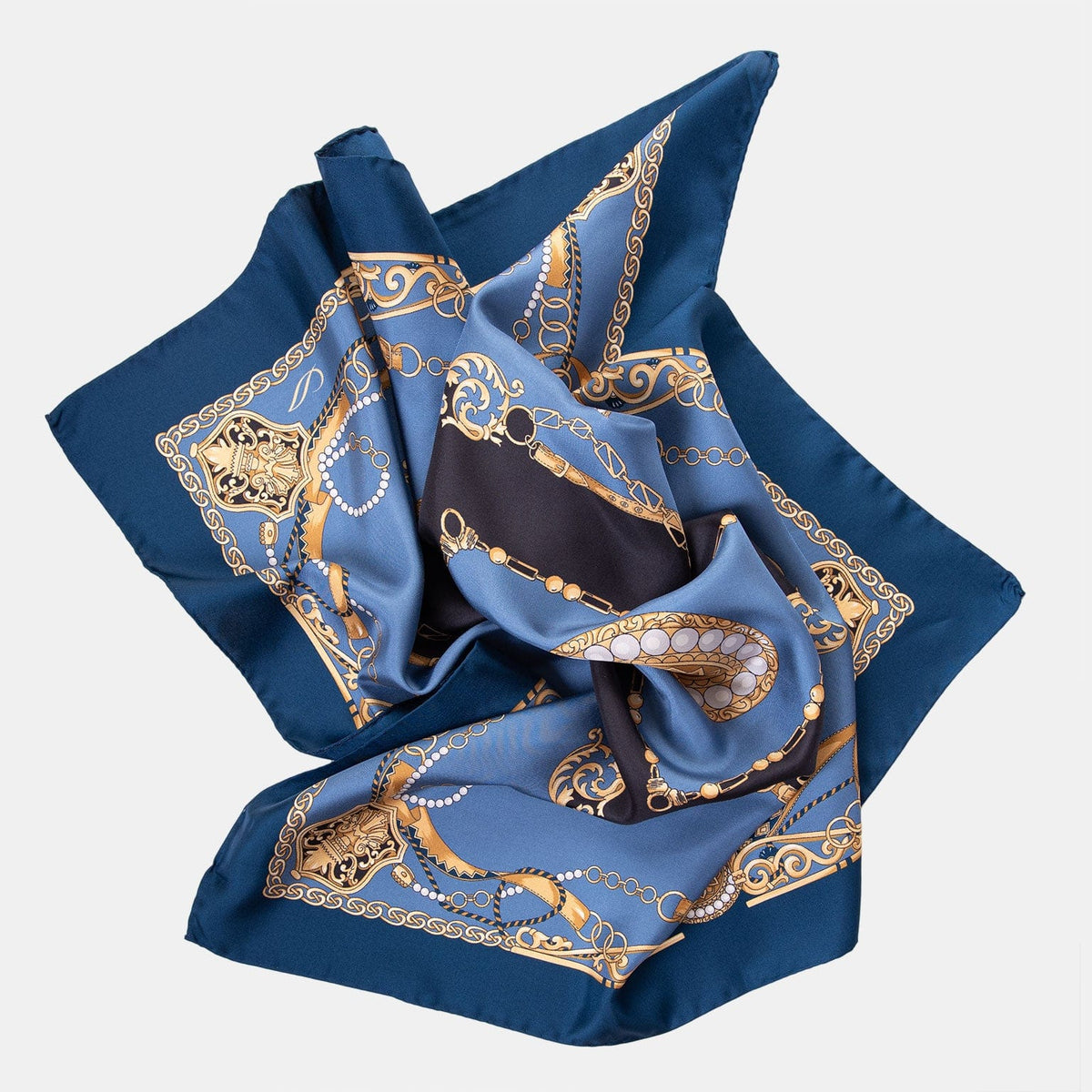 Italian Blue Silk Bandana Neckerchief Scarf