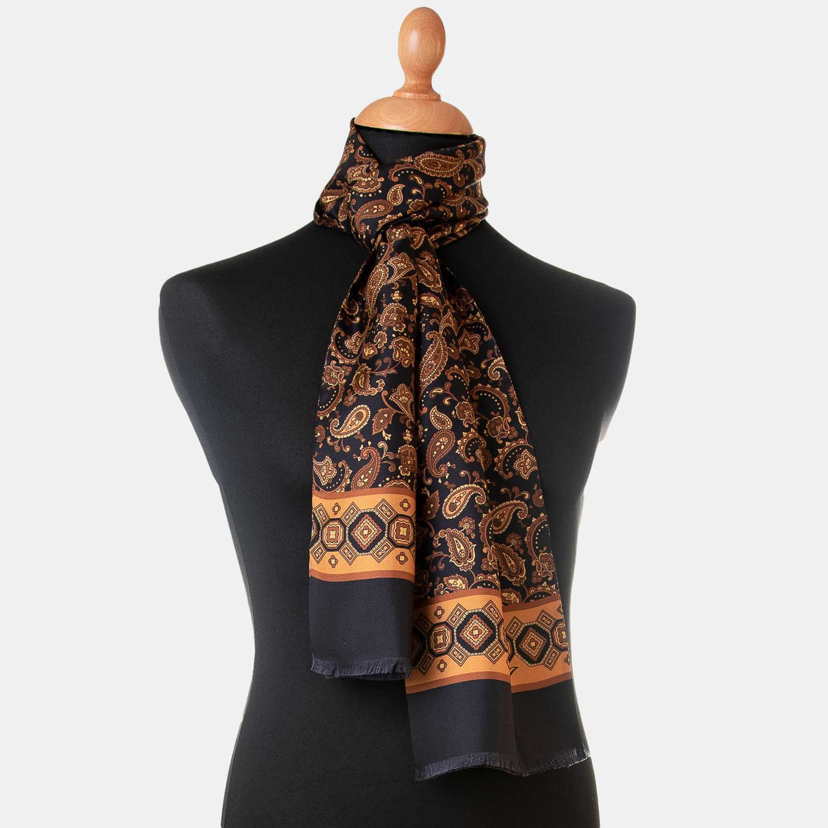 black paisley silk scarf for men