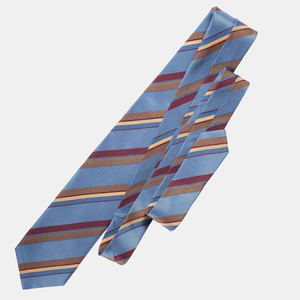 Handmade Italian Silk Tie - Steel Blue Stripes