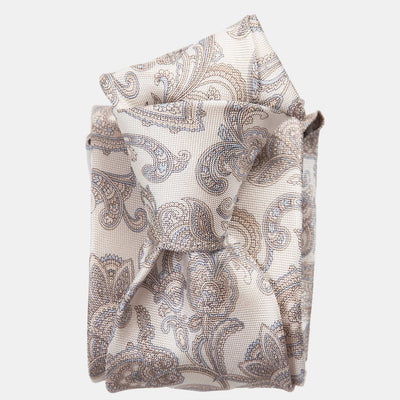 Handmade Ivory Paisley Italian Silk Tie