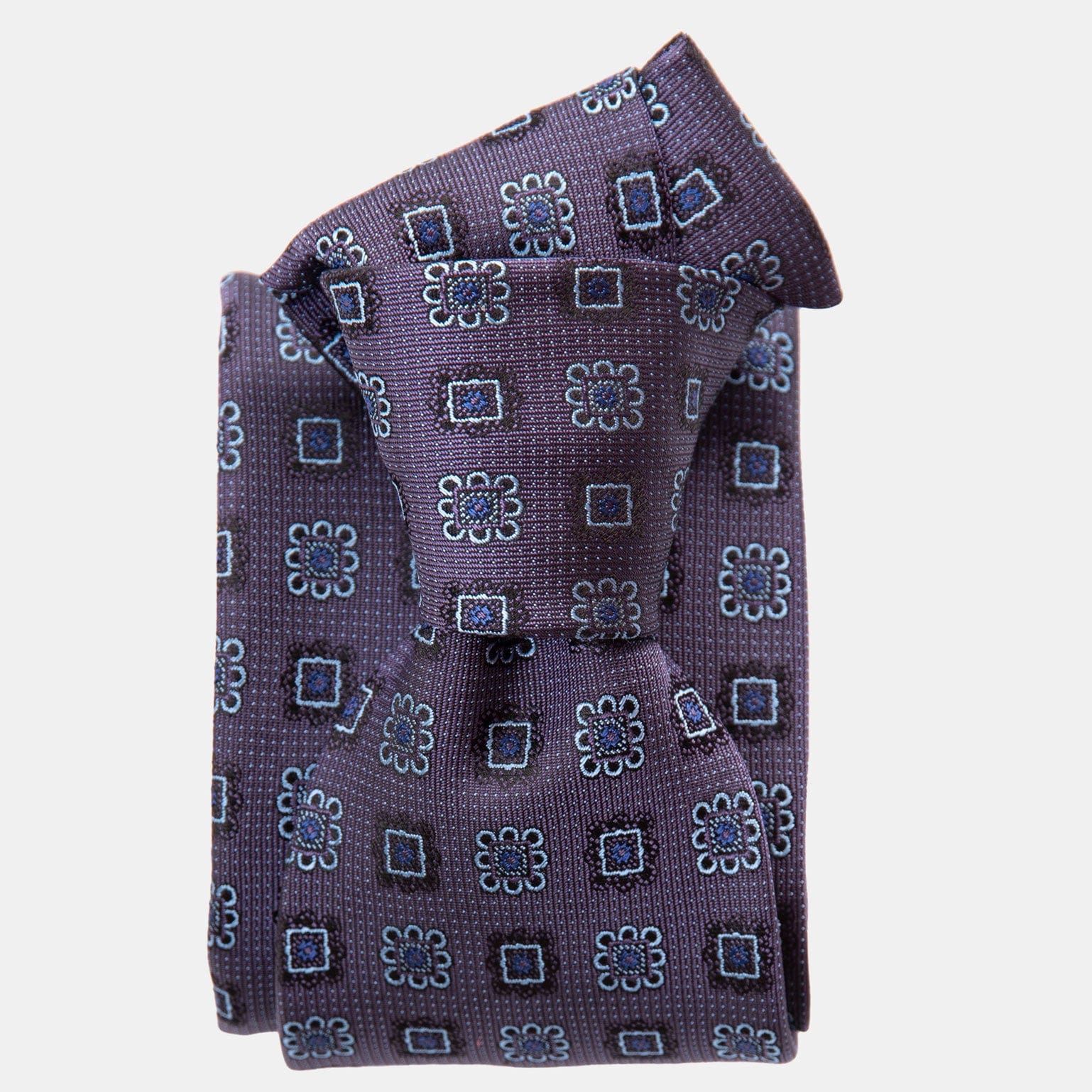 Plum Silk Jacquard Tie - Handmade in Como Italy