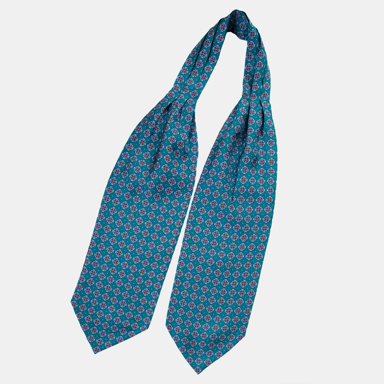 Teal Green Silk Ascot Tie - Made in Italy