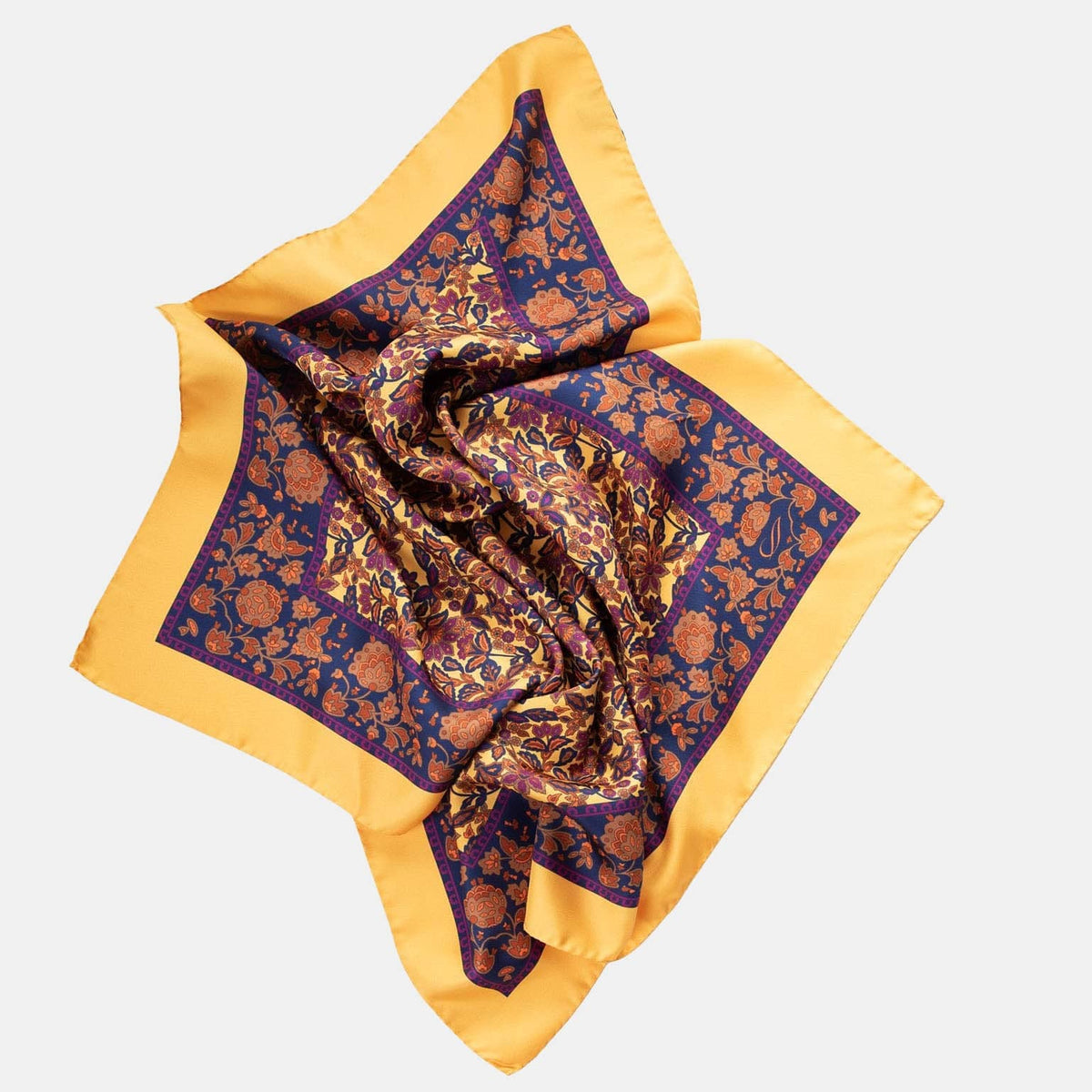 Yellow Floral Silk Neckerchief - Made in Italy