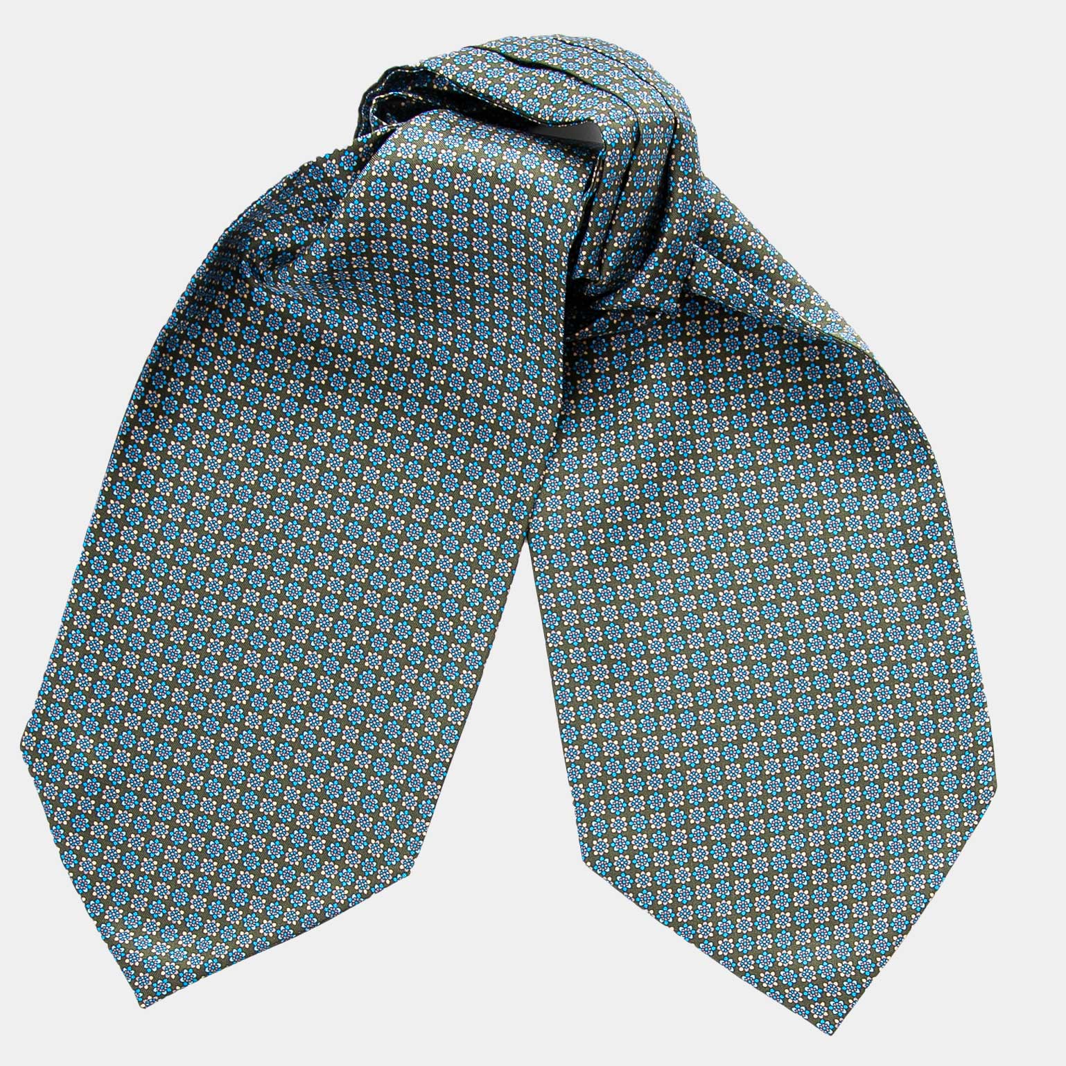 Silk Ascot Cravat Necktie - Olive Green