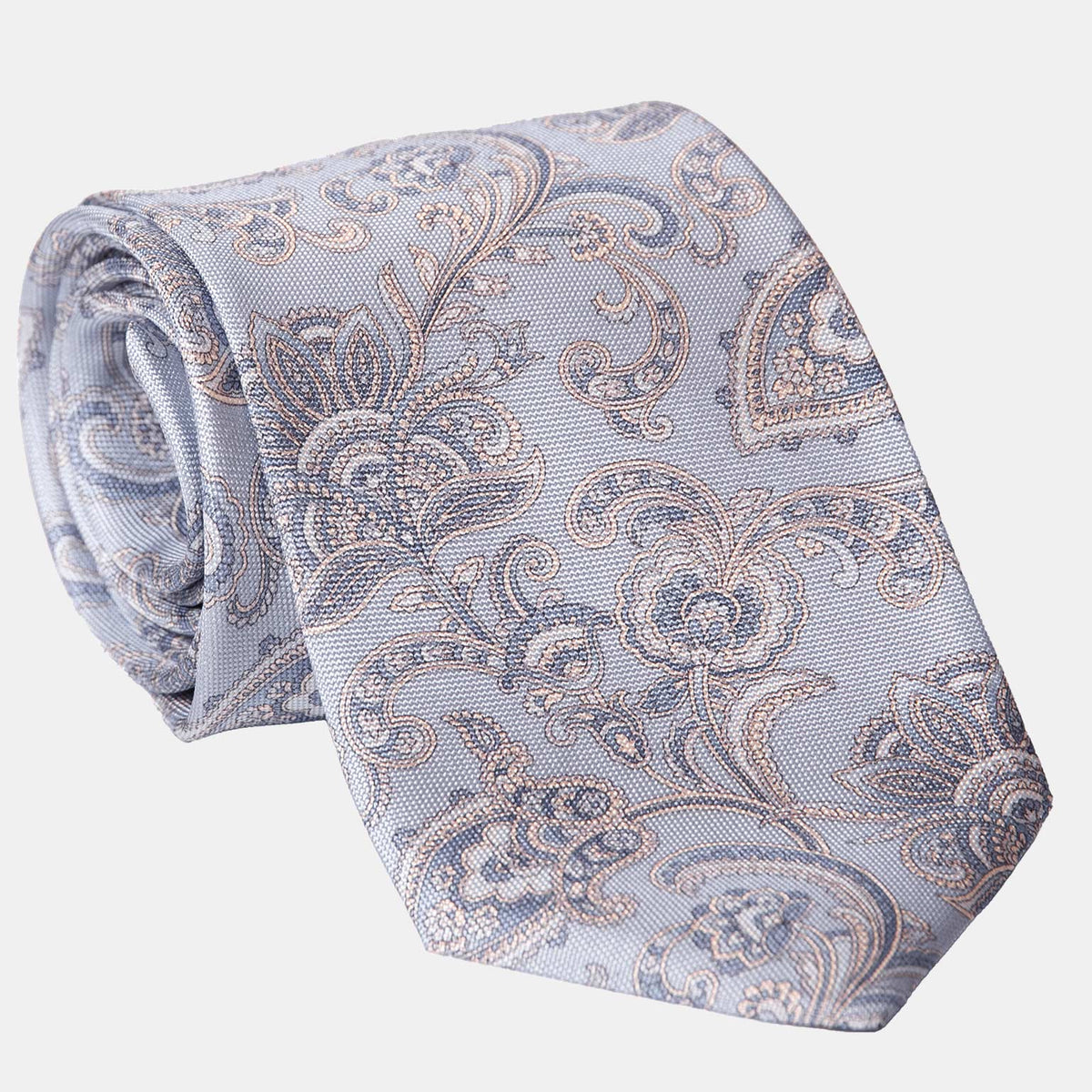 Handmade Sky Blue Floral Italian Silk Tie