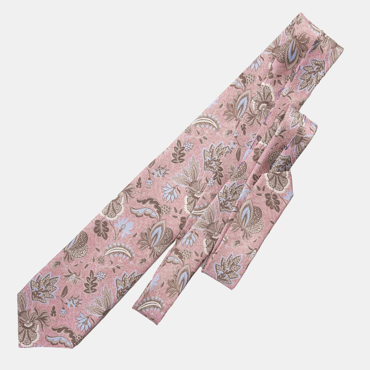 Handmade Extra Long Pink Floral Silk Tie