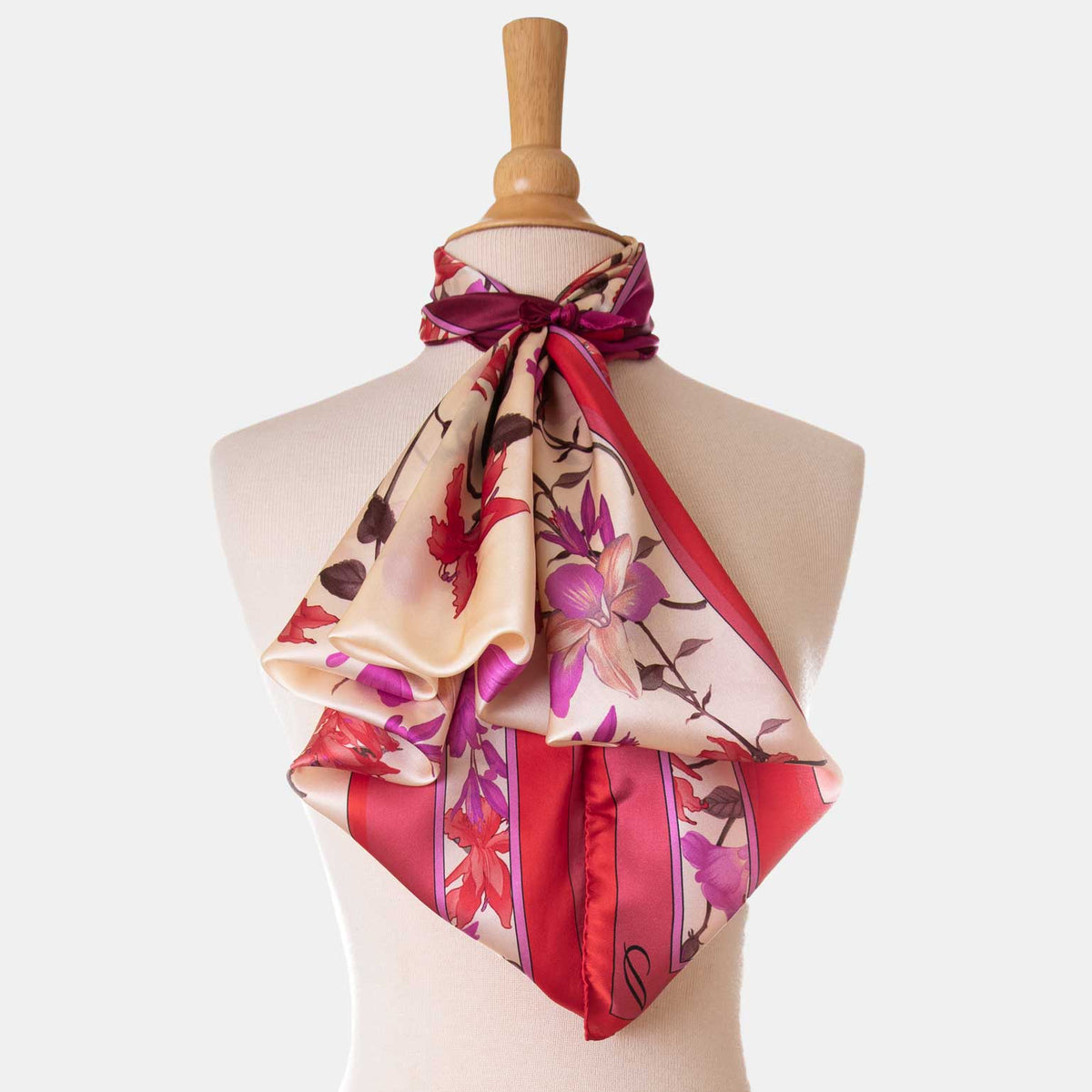 flower print silk scarf in pink