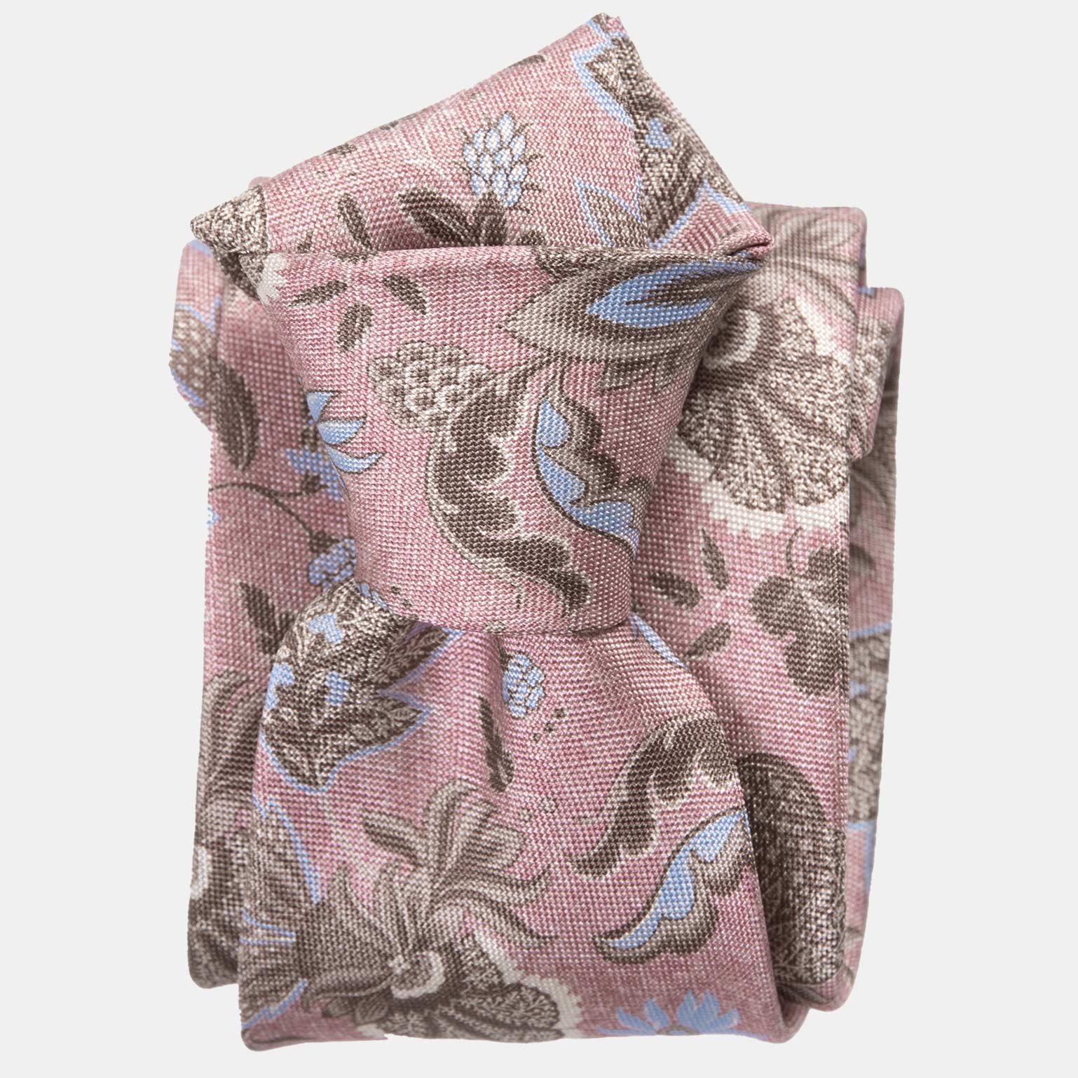 Handmade Pink Floral Italian Silk Tie