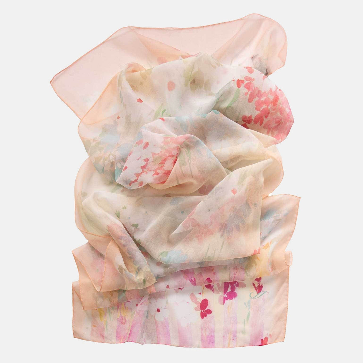 Italian silk scarf pink flower print