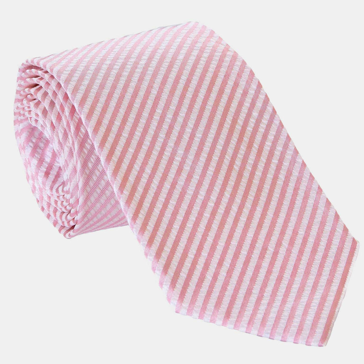 Seersucker Tie - Pink Three Fold - Handmade Italy