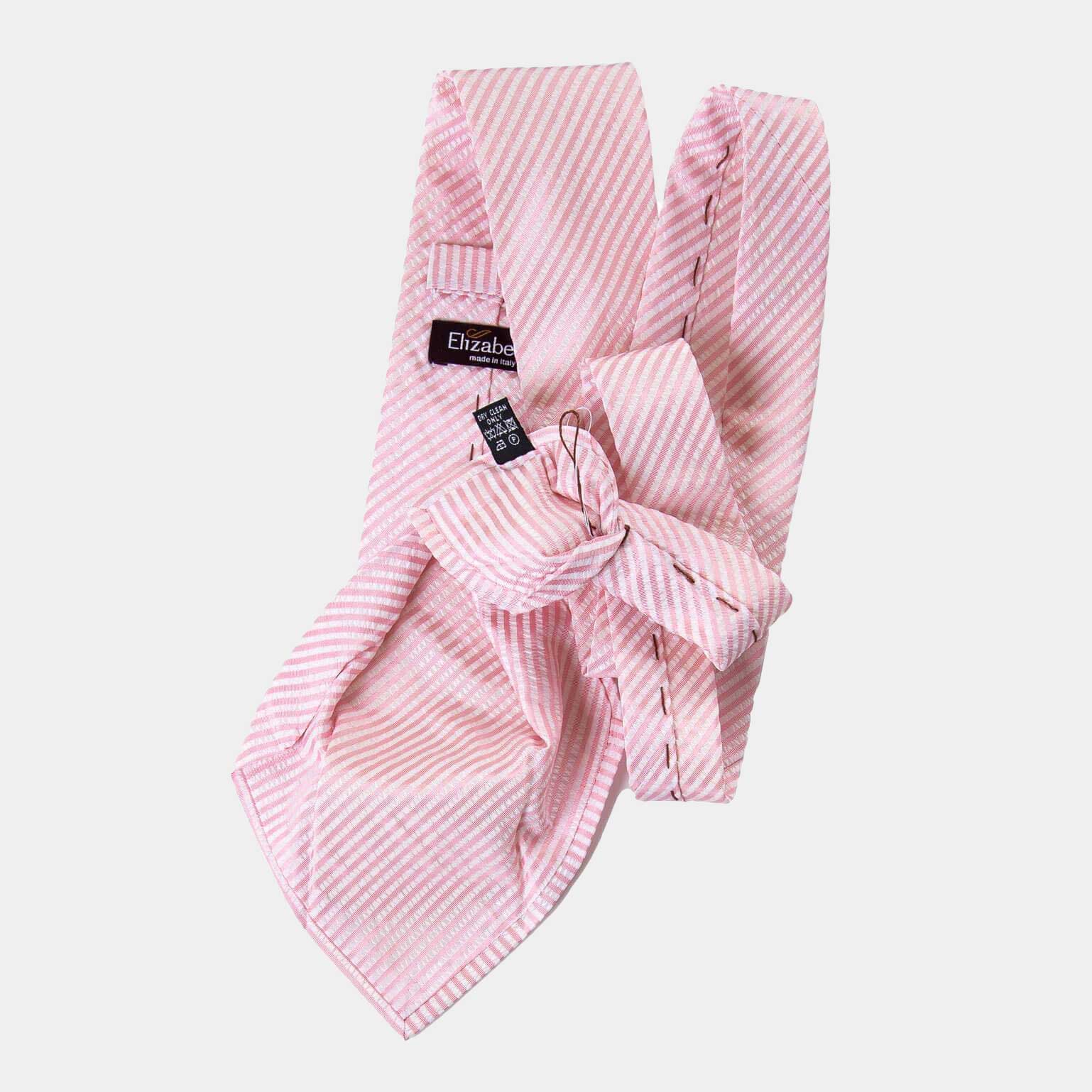 Seersucker Necktie - Pink White - Handmade Italy