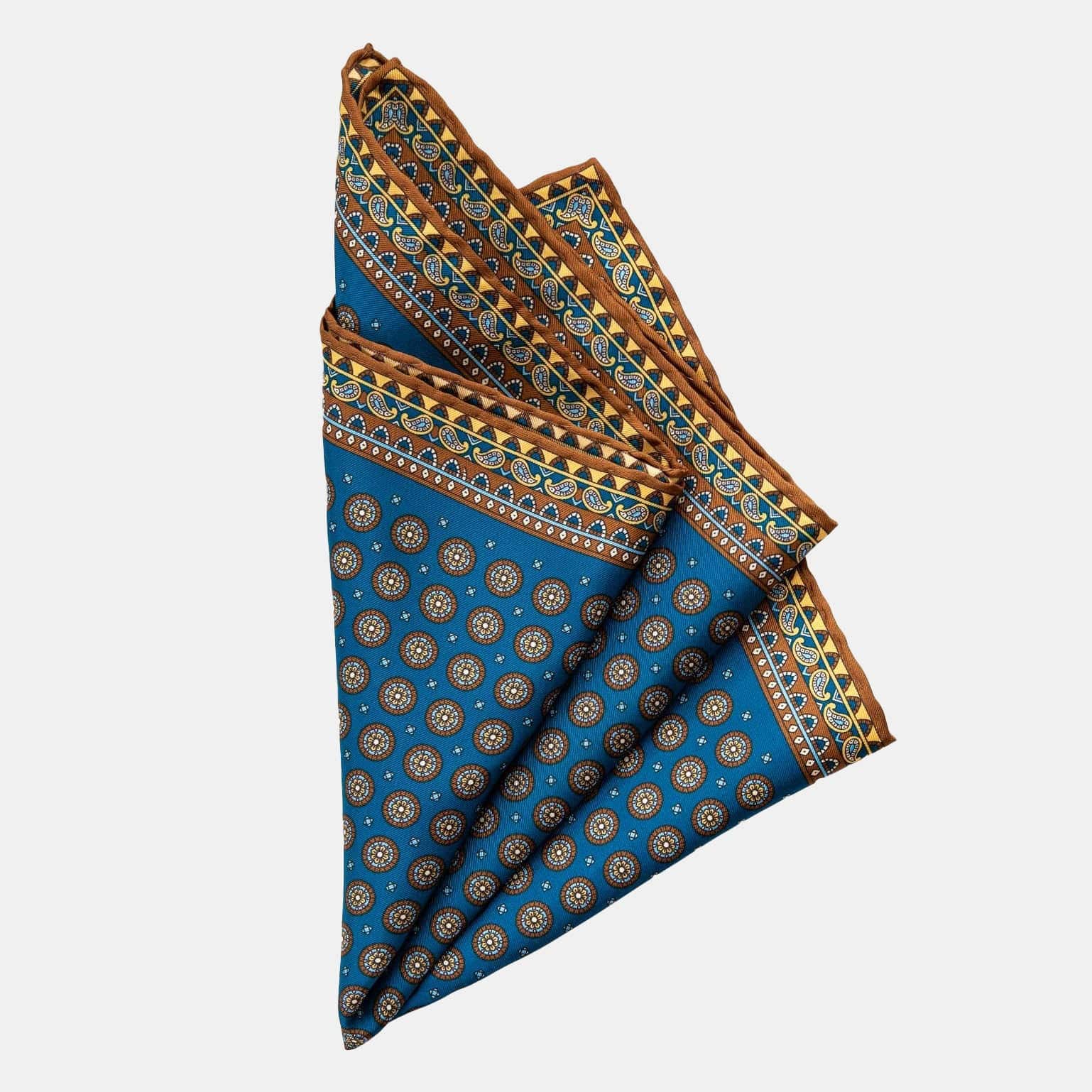 Prussian Blue Hand Rolled Silk Pocket Square