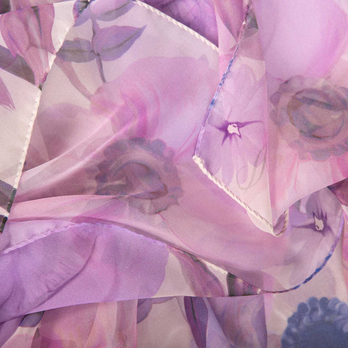 Italian Silk Georgette Scarf - Lavender Floral 