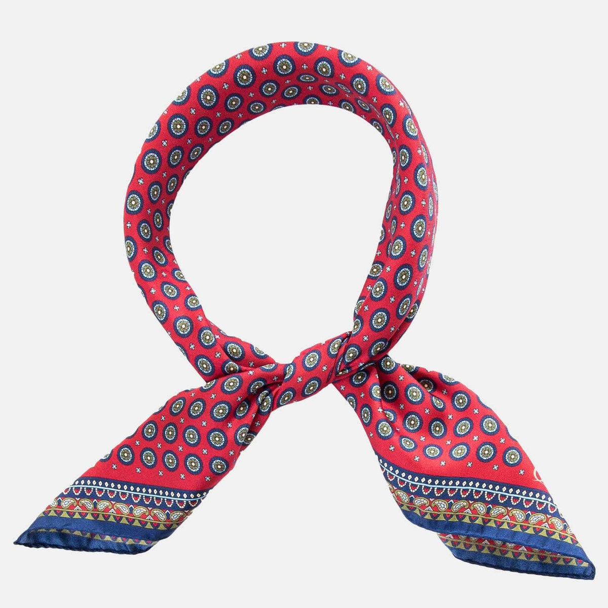 Luxury red dot silk large bandana scarf