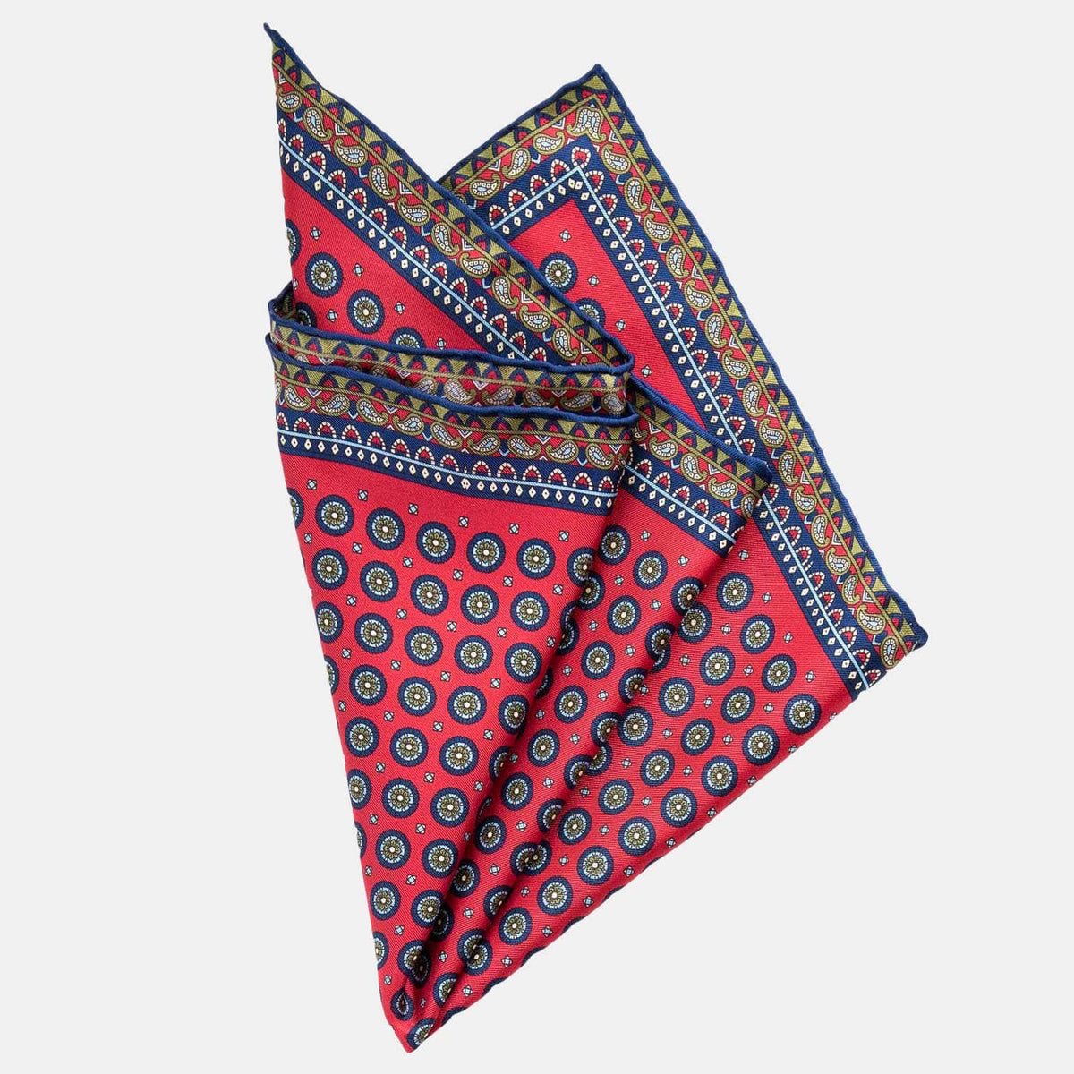 Dark Red Hand Rolled Large Silk Pocket Square