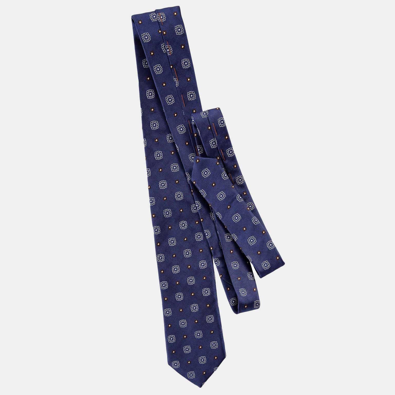 Elizabetta Blue Mogador Silk Tie - 100% Made in Como Italy