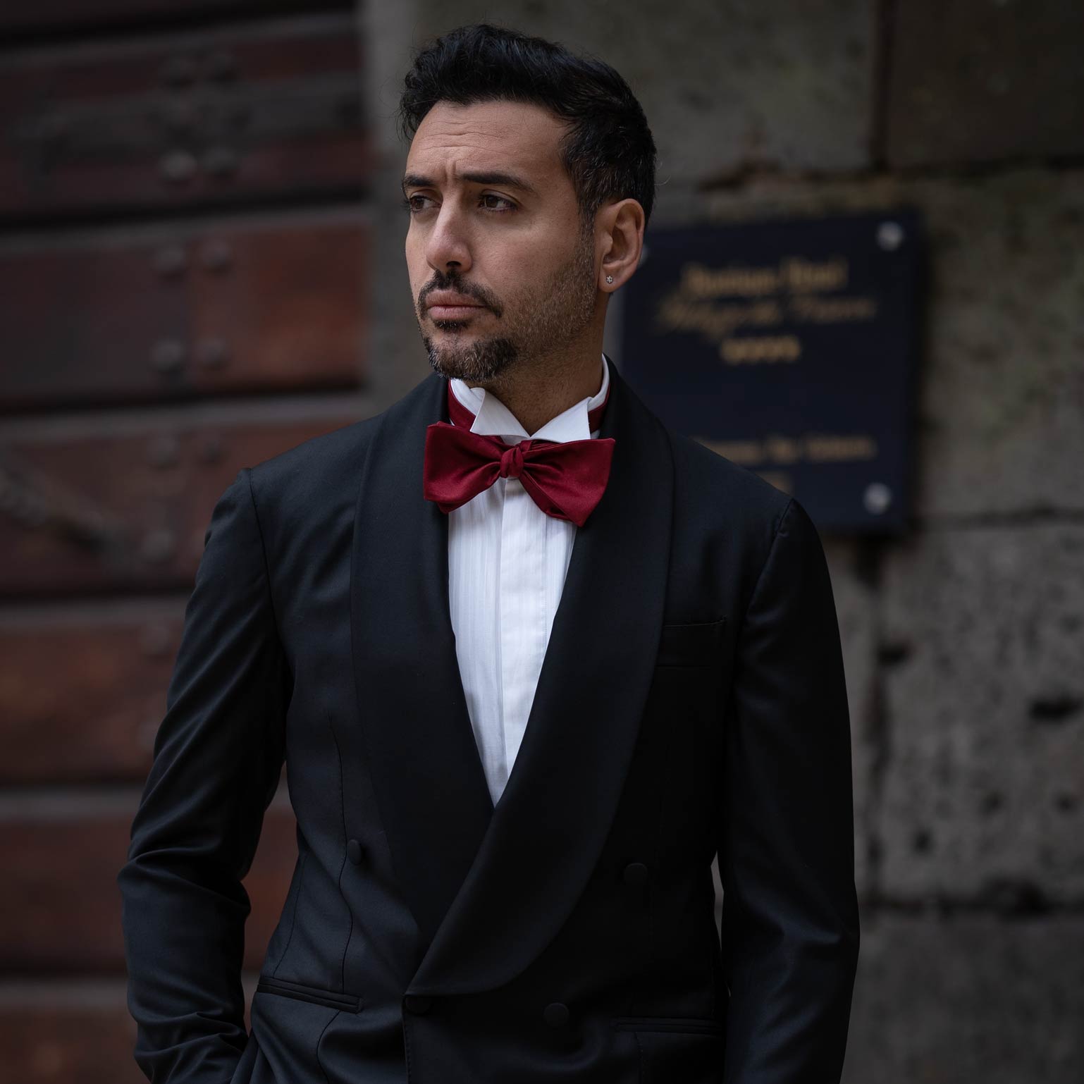 Men's Italian Silk Satin Bow Tie - Burgundy