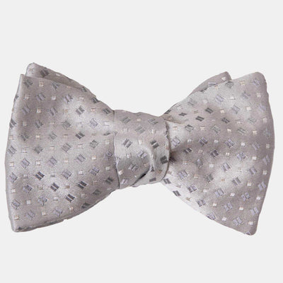 Men's Italian Silk Bow Tie - Silver Formal