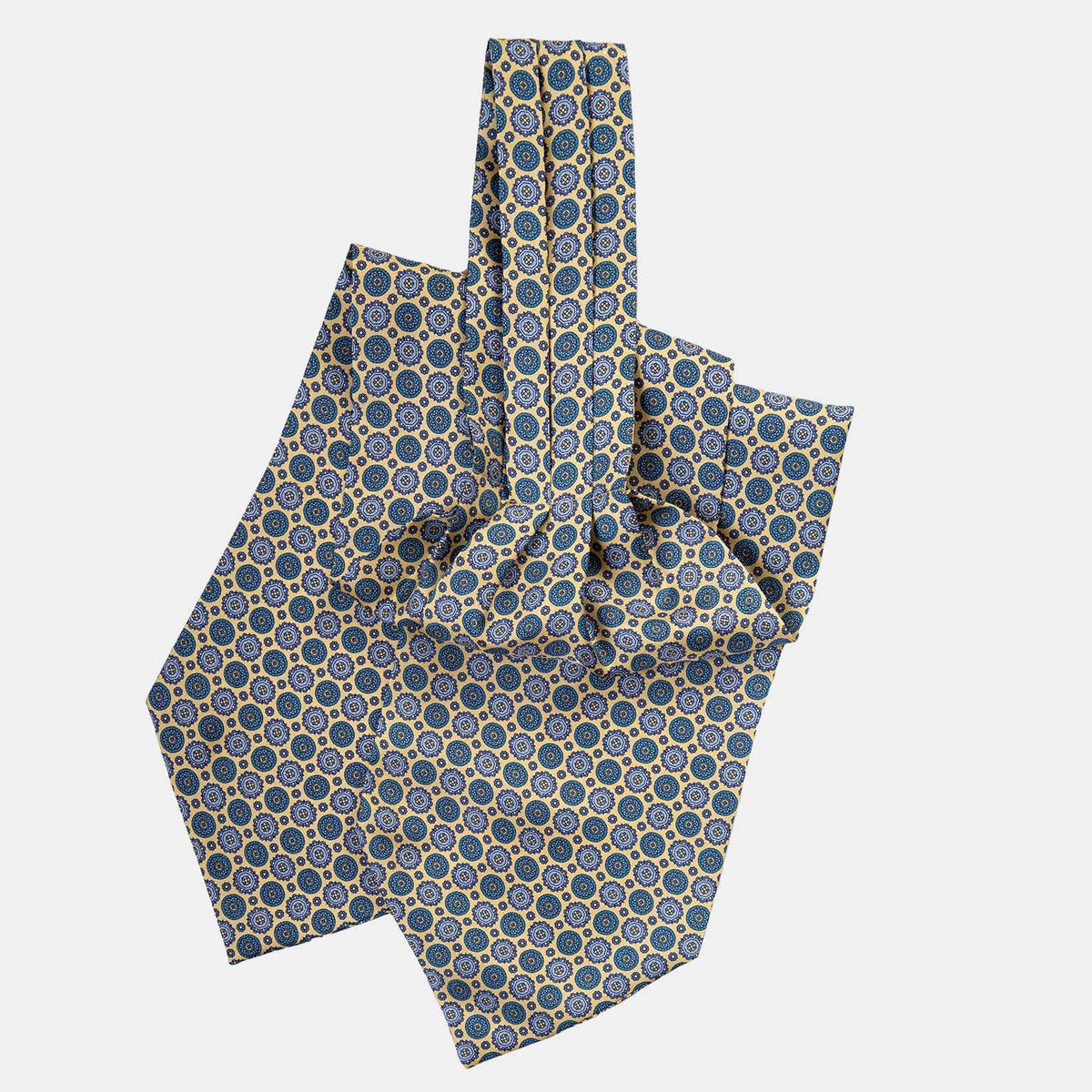 Yellow Silk Ascot Cravat Tie - Made in Italy