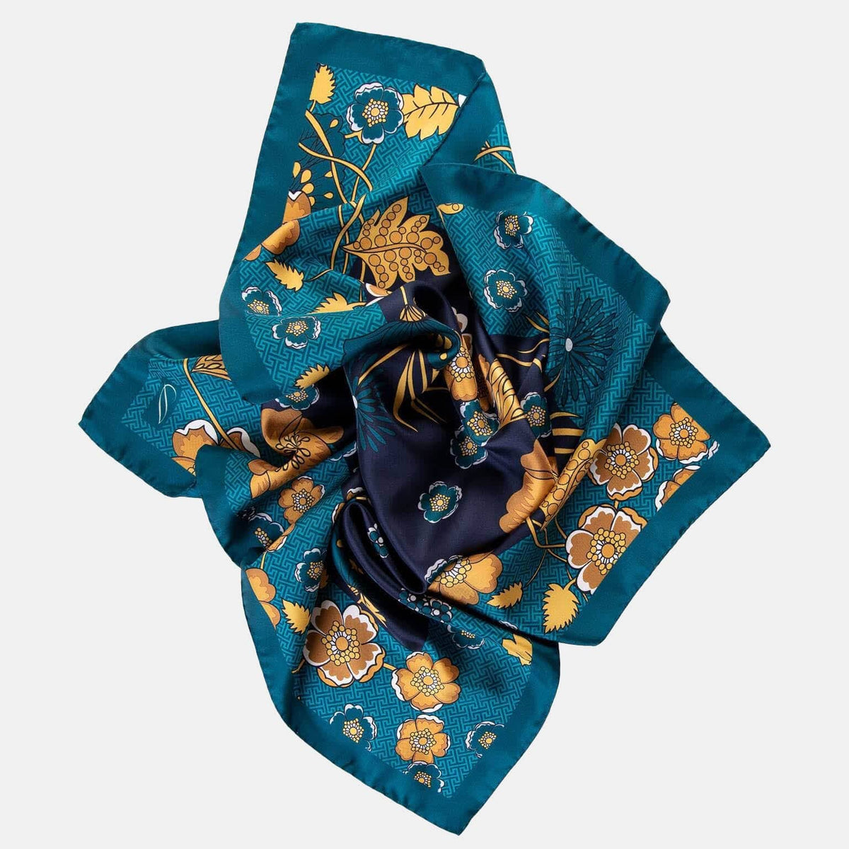 cyan silk neckerchief from Italy