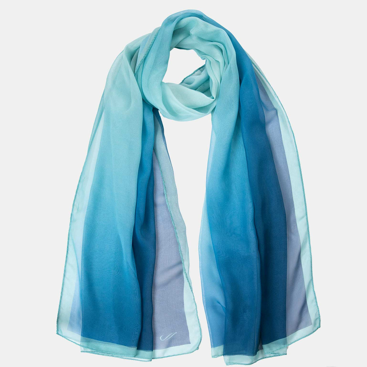 Blue &amp; Turquoise Large Silk Wrap Shawl