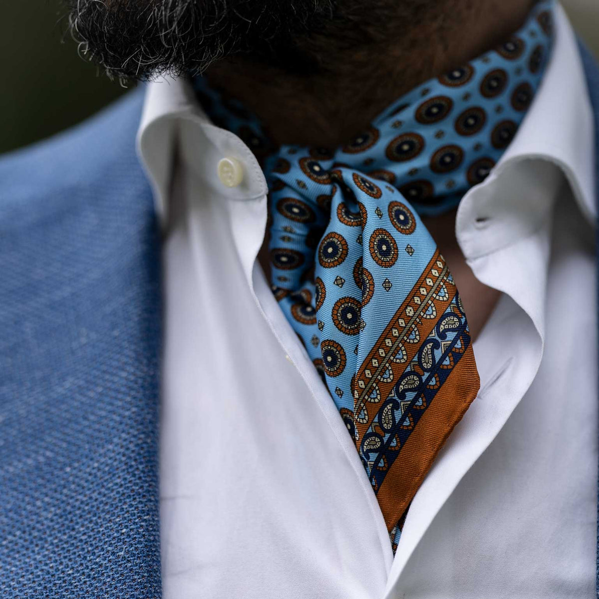 Sky Blue Silk Bandana Neckerchief - Made in Italy