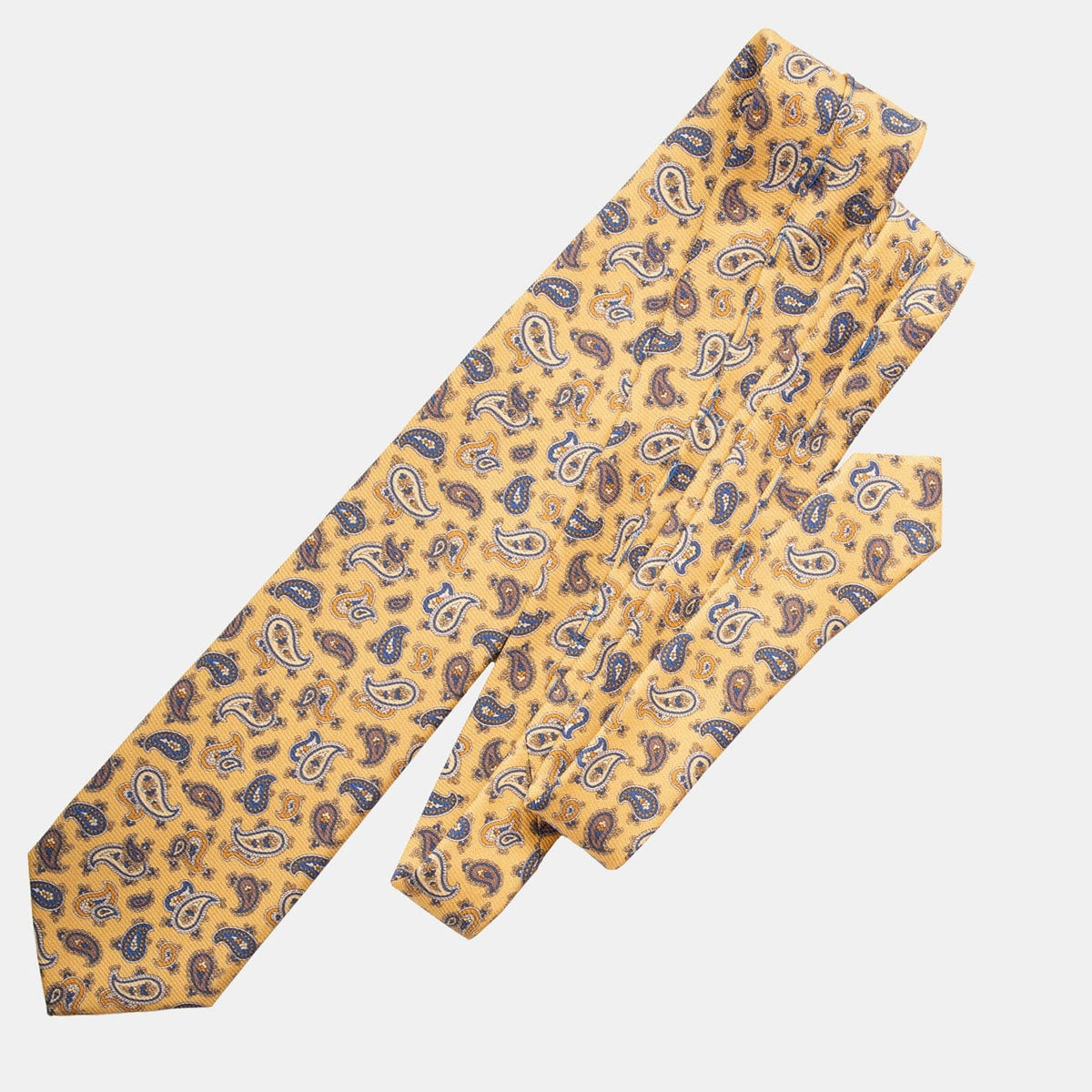 Yellow Paisley Silk Tie - Luxury 3 Fold Made in Italy
